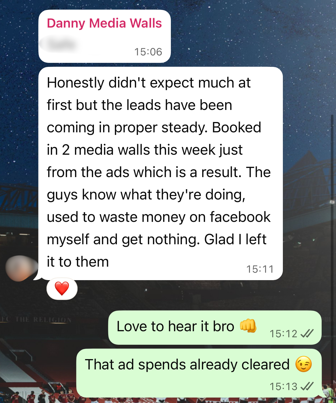 Client feedback on WhatsApp